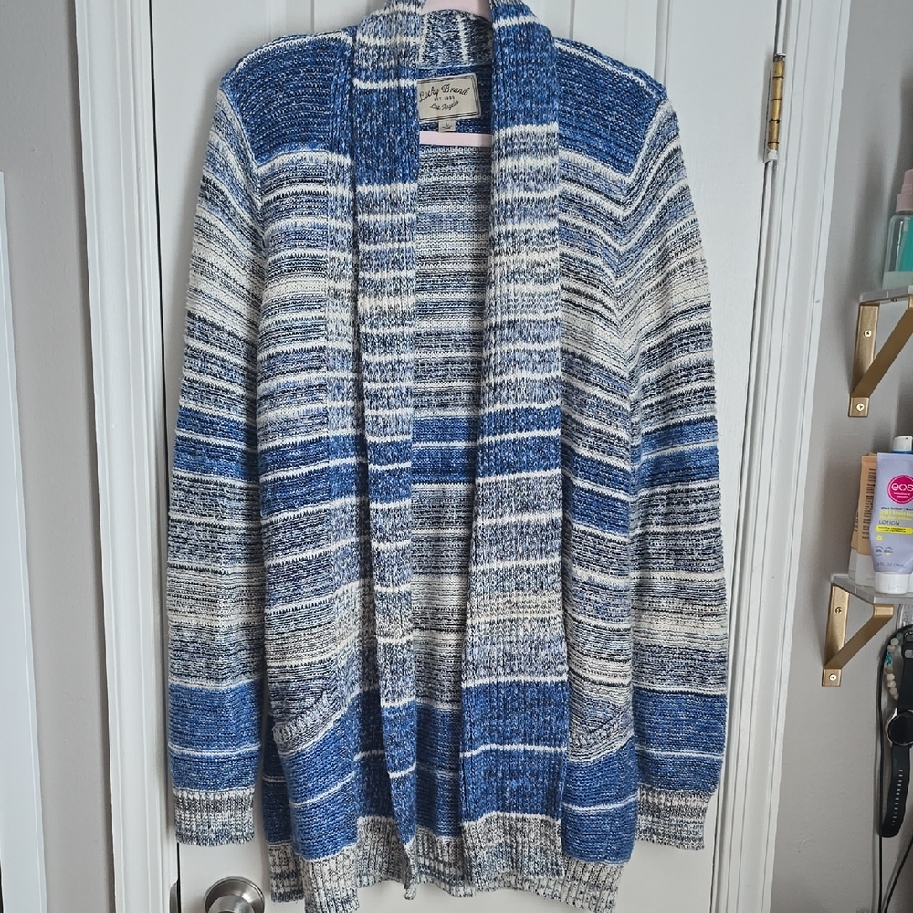 Lucky Brand Blue and White Women's Cardigan